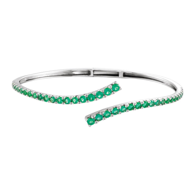 Graduated Gemstone Bypass Cuff Bracelet