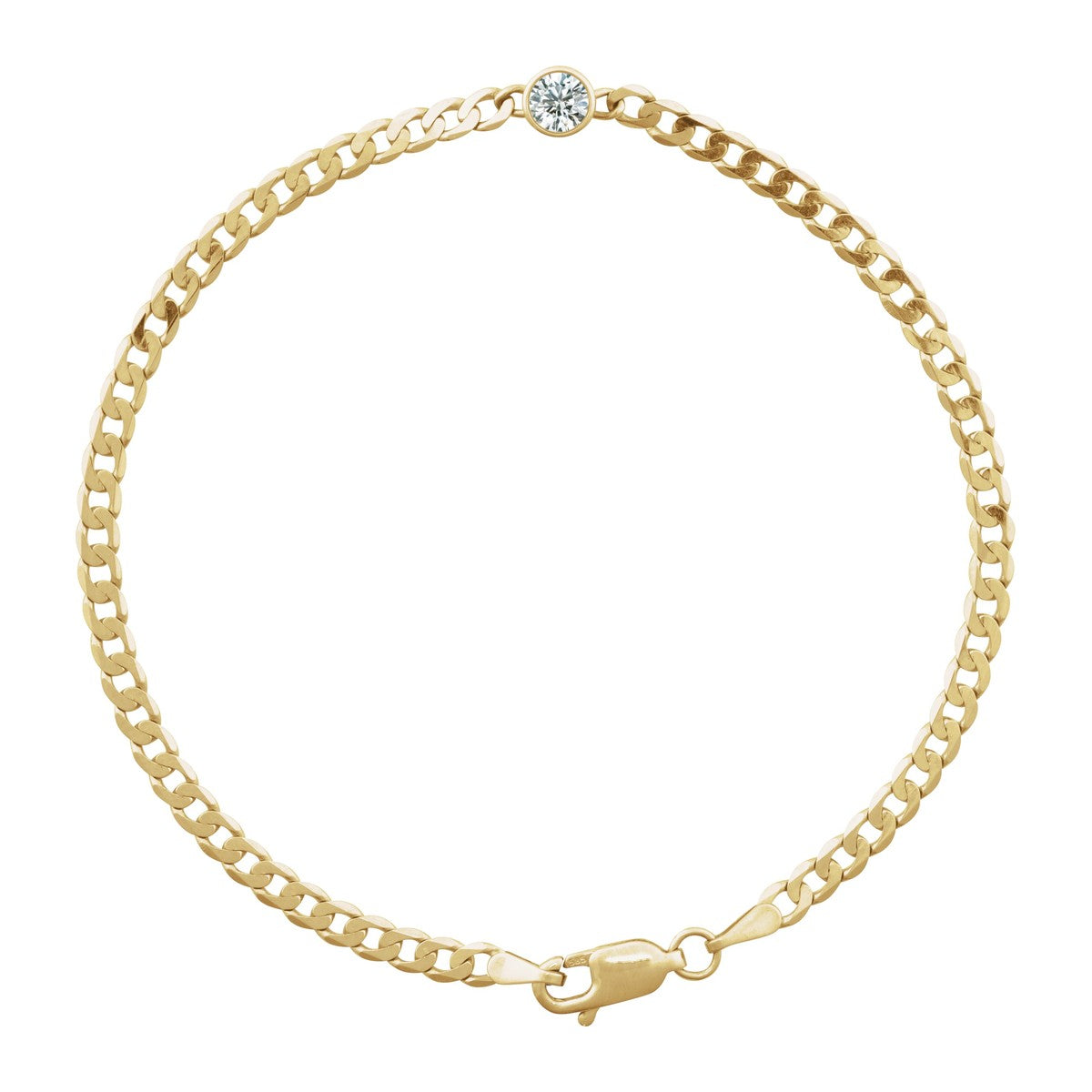 Bezel-Set Solitaire Curb Link Bracelet