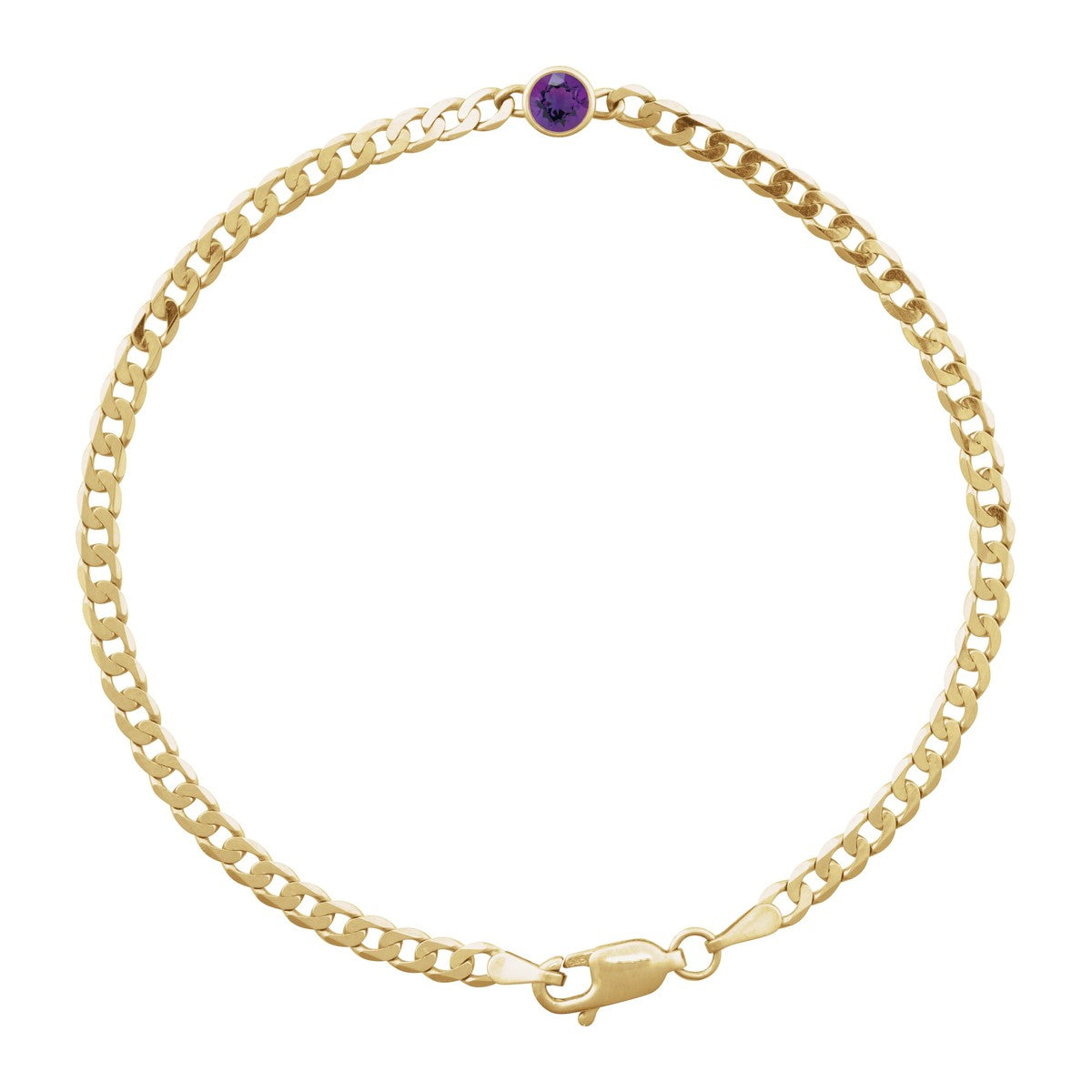 Bezel-Set Solitaire Curb Link Bracelet