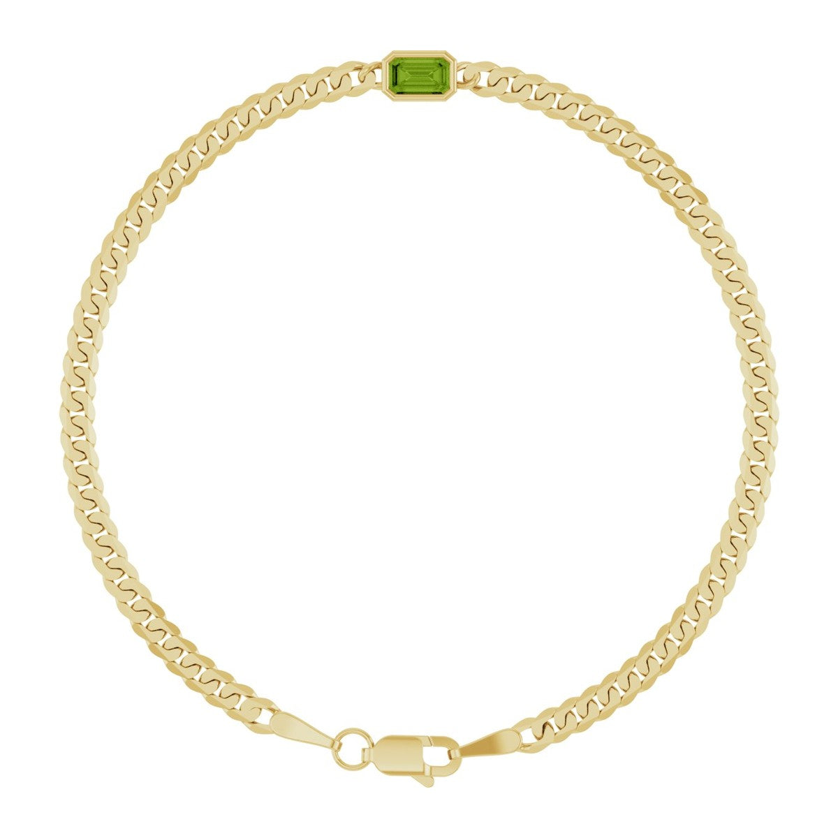 Bezel-Set Solitaire Curb Link Bracelet