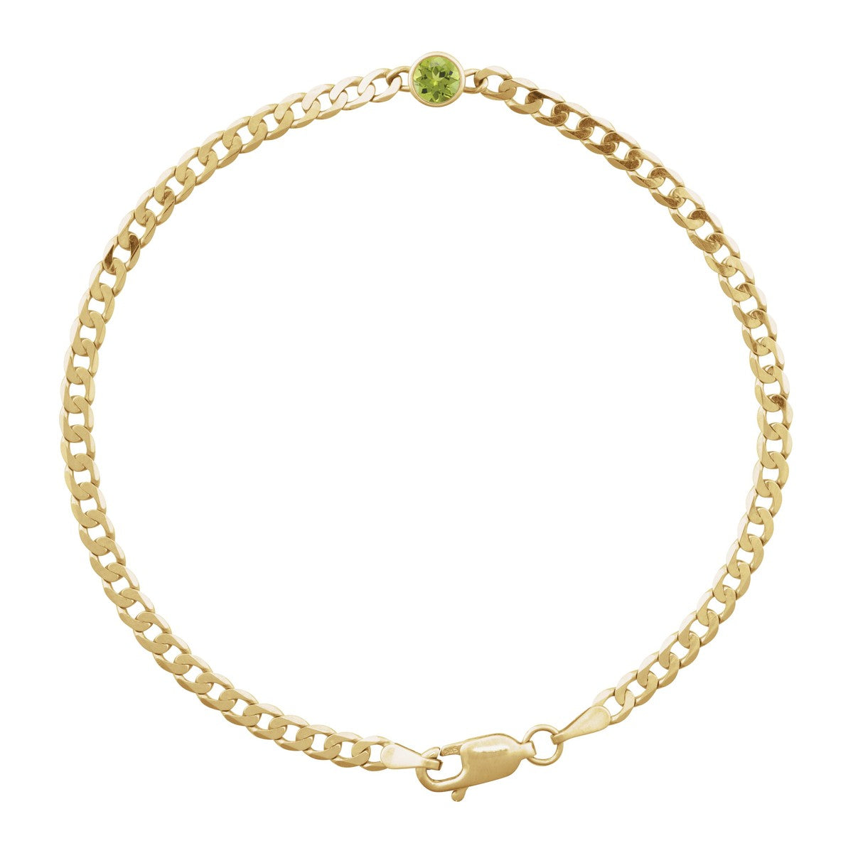 Bezel-Set Solitaire Curb Link Bracelet