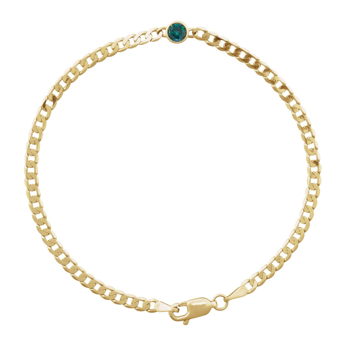 Bezel-Set Solitaire Curb Link Bracelet