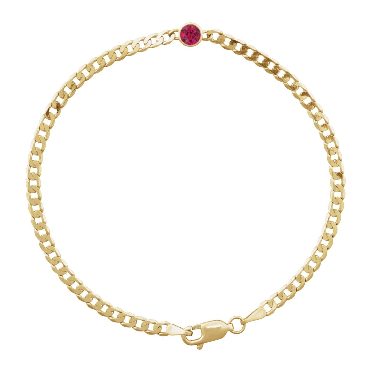 Bezel-Set Solitaire Curb Link Bracelet