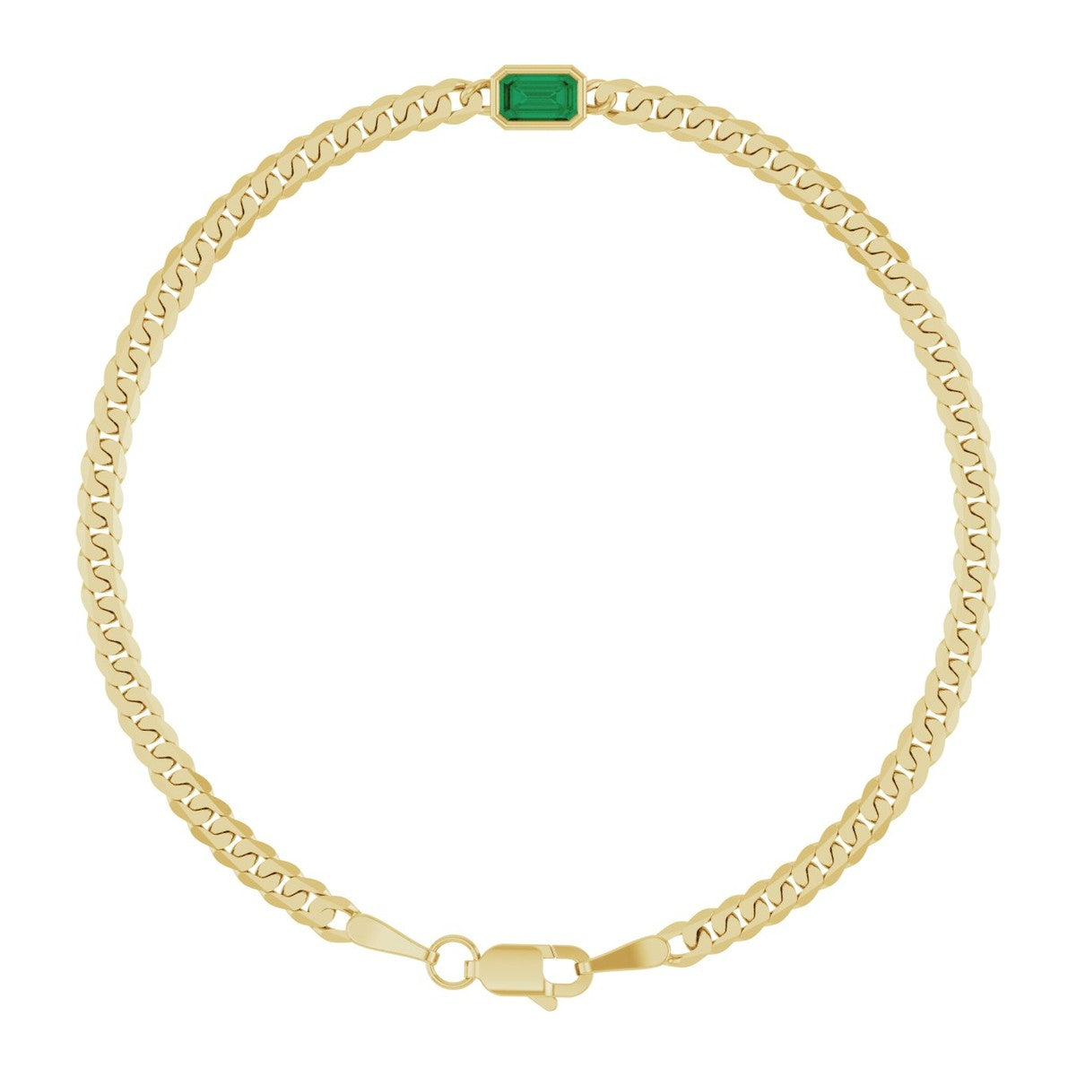 Bezel-Set Solitaire Curb Link Bracelet