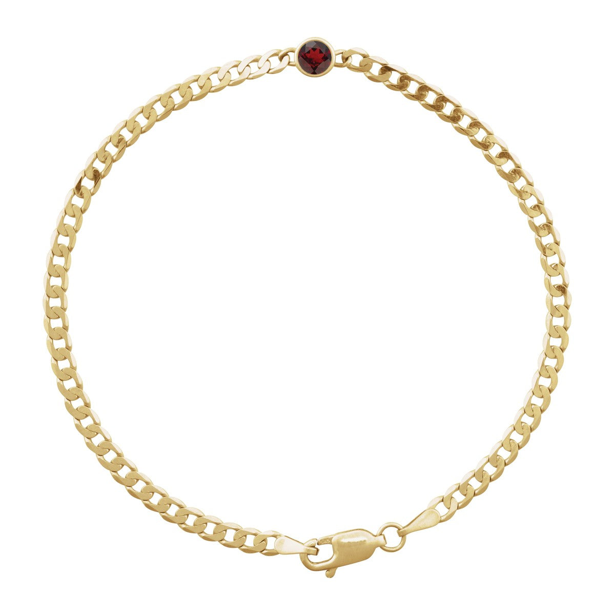 Bezel-Set Solitaire Curb Link Bracelet