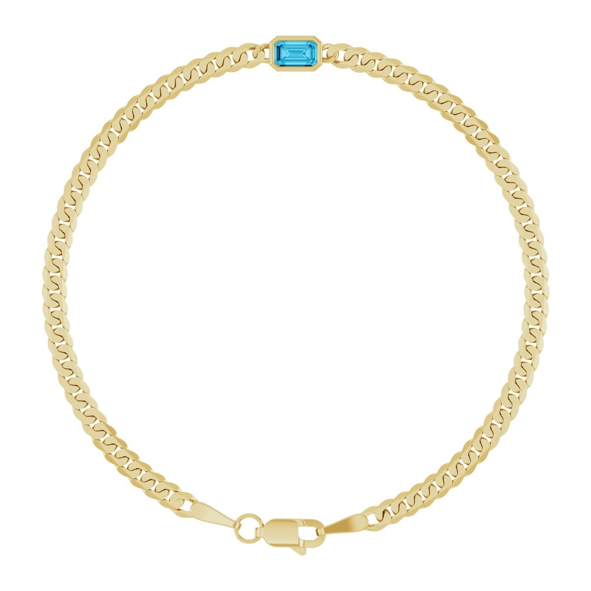 Bezel-Set Solitaire Curb Link Bracelet