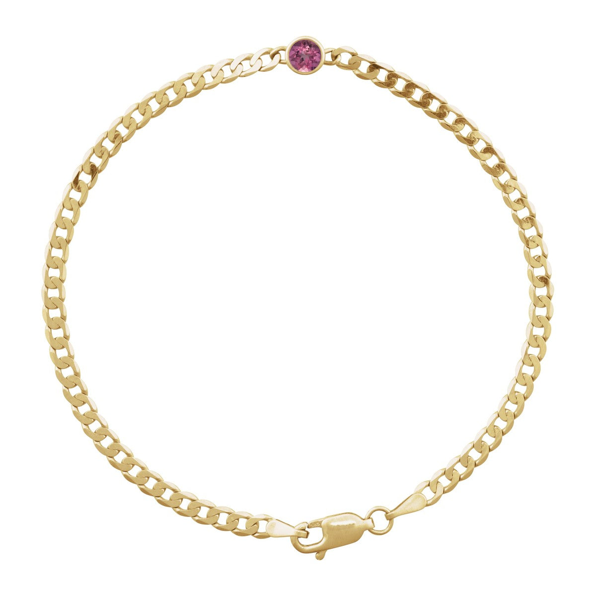 Bezel-Set Solitaire Curb Link Bracelet
