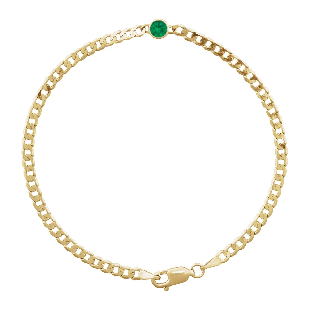Bezel-Set Solitaire Curb Link Bracelet