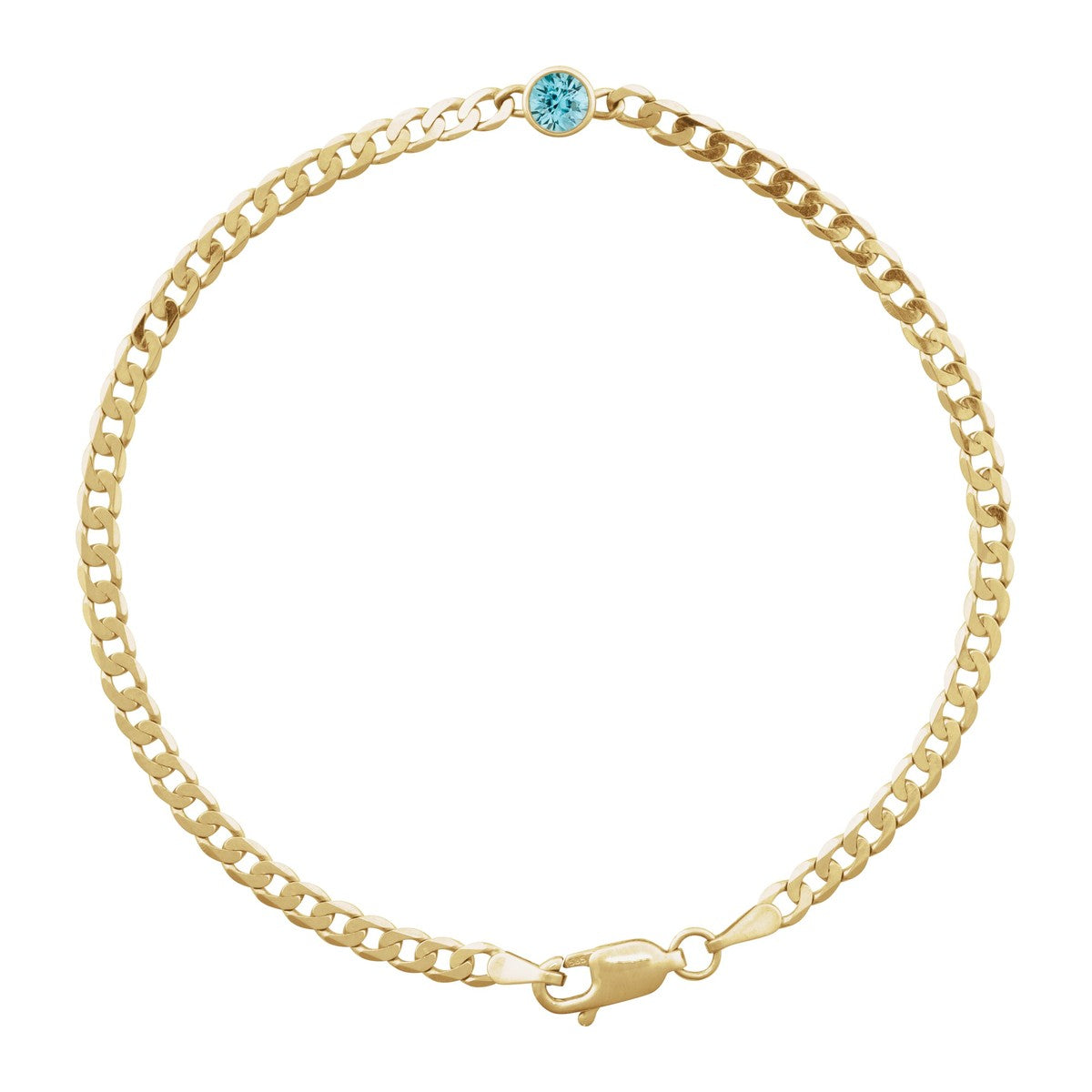 Bezel-Set Solitaire Curb Link Bracelet