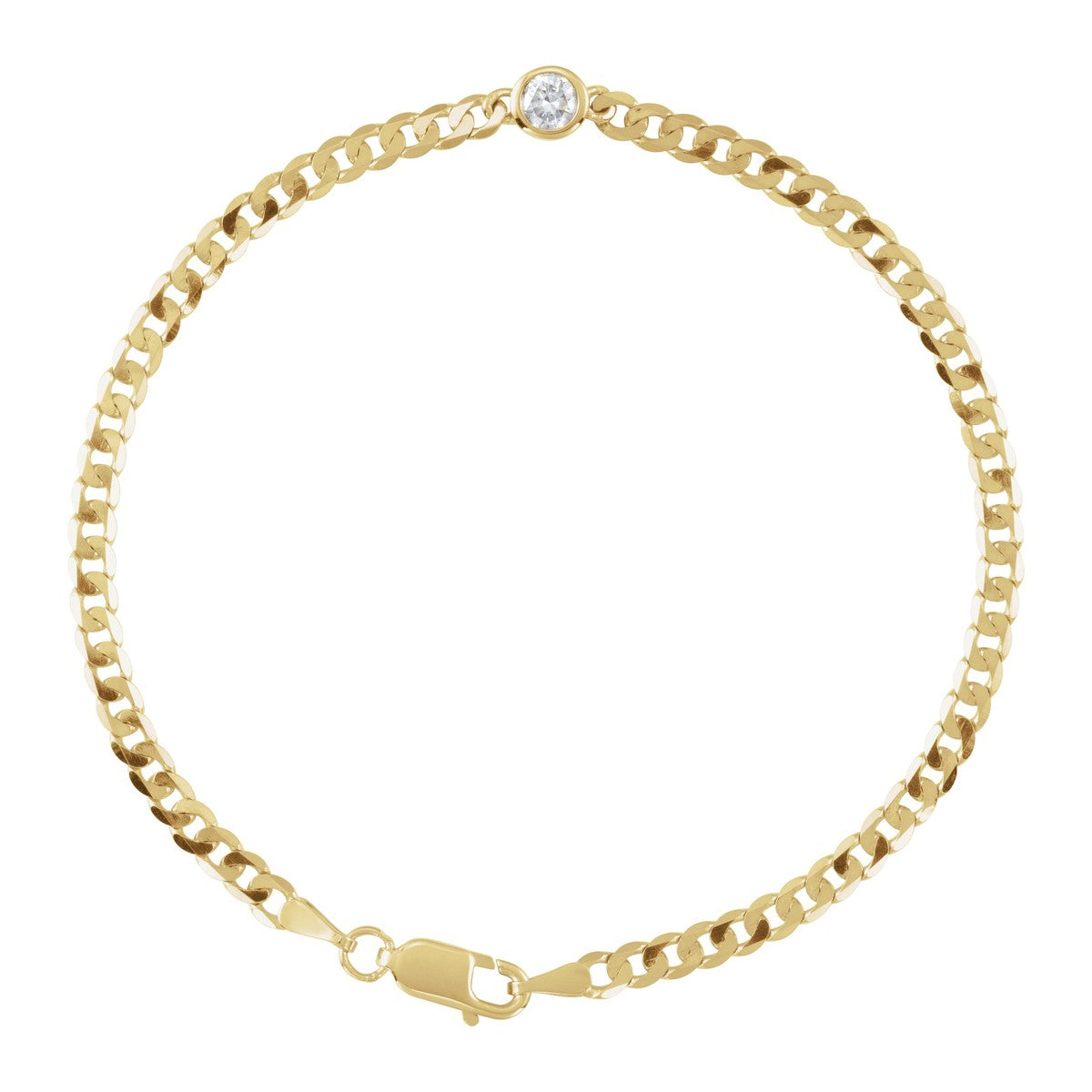 Bezel-Set Solitaire Curb Link Bracelet