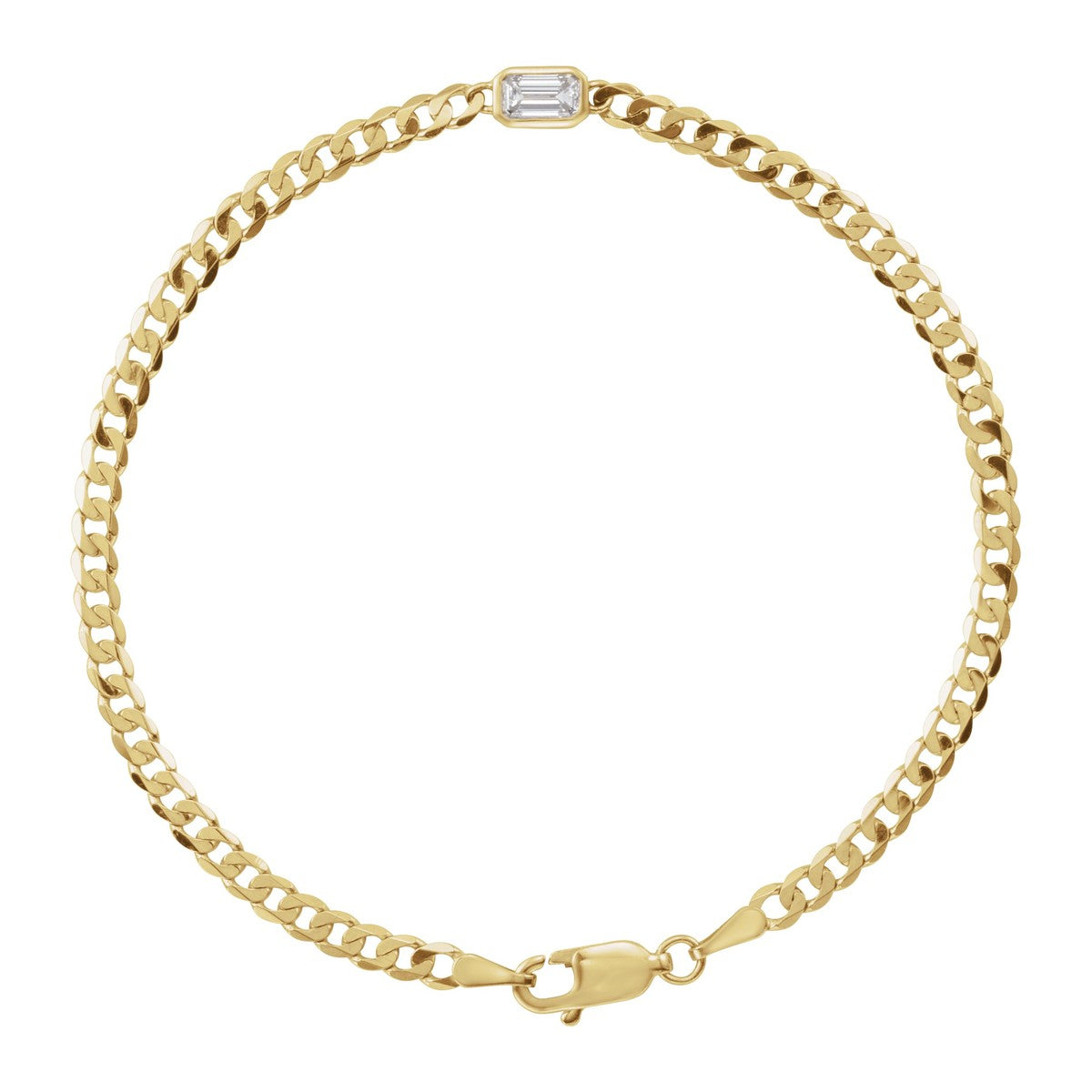 Bezel-Set Solitaire Curb Link Bracelet