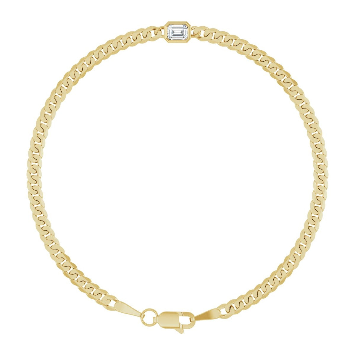 Bezel-Set Solitaire Curb Link Bracelet