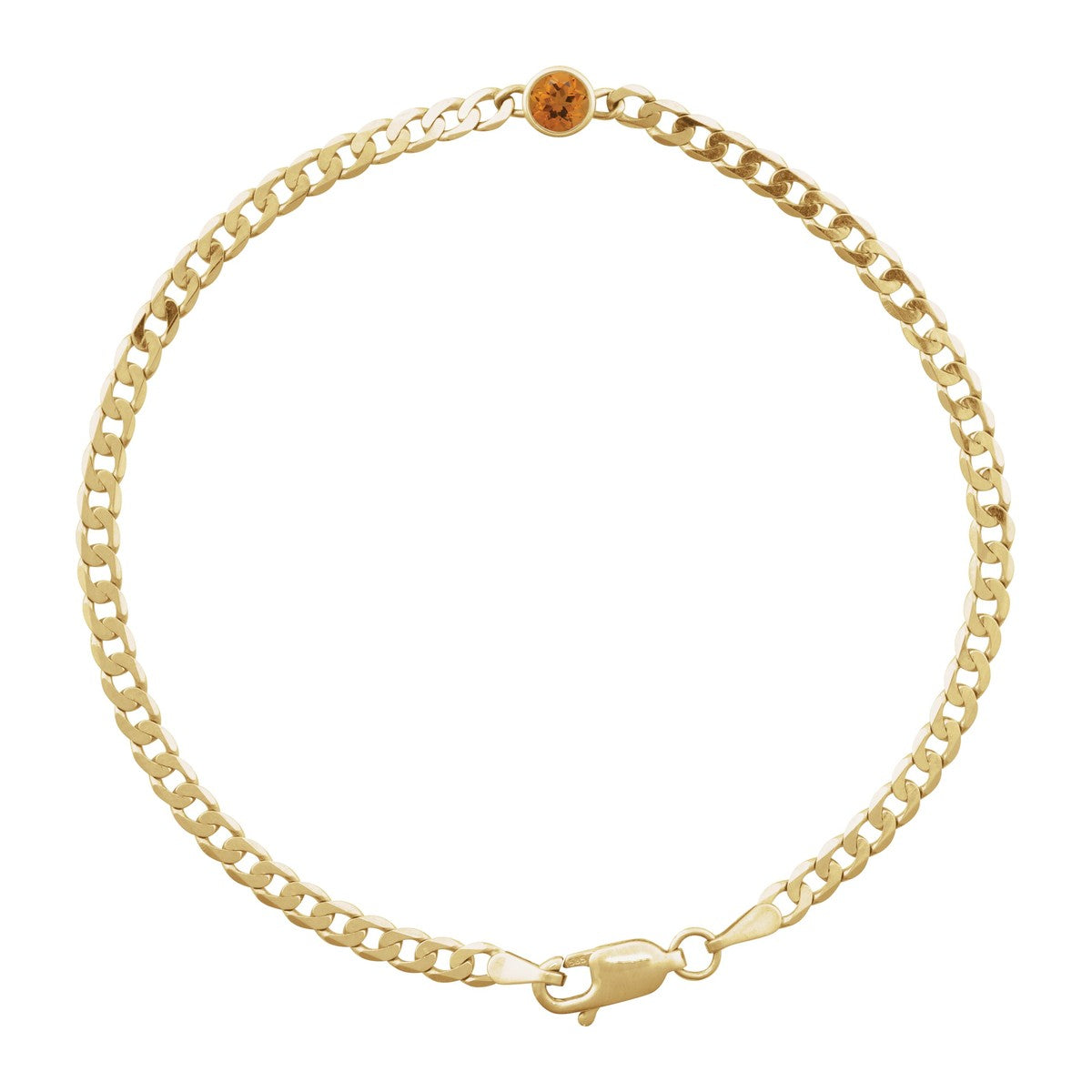 Bezel-Set Solitaire Curb Link Bracelet