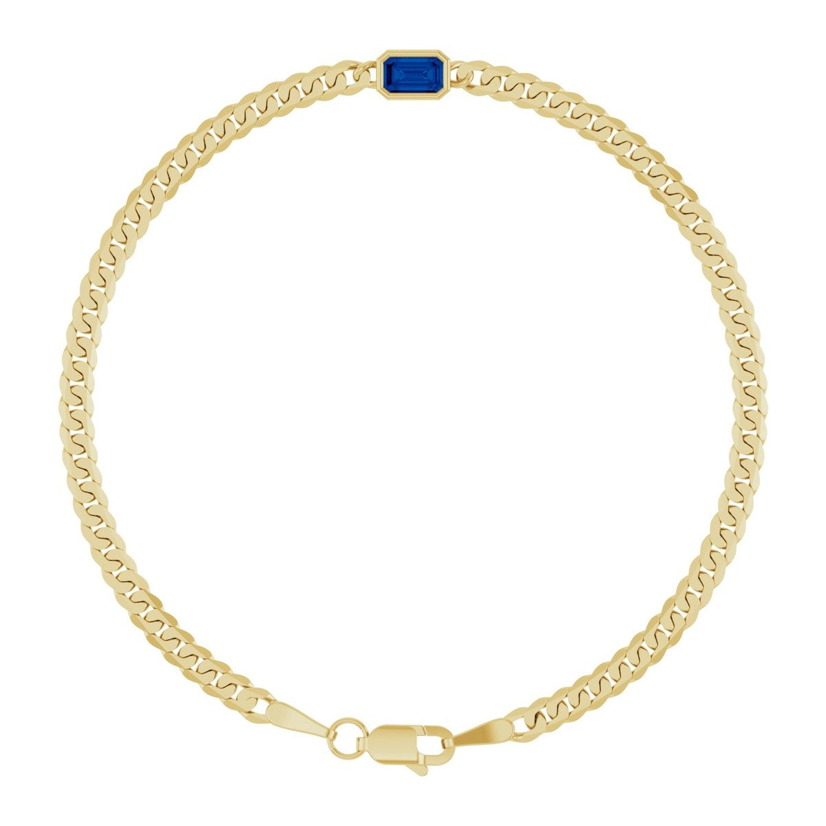 Bezel-Set Solitaire Curb Link Bracelet