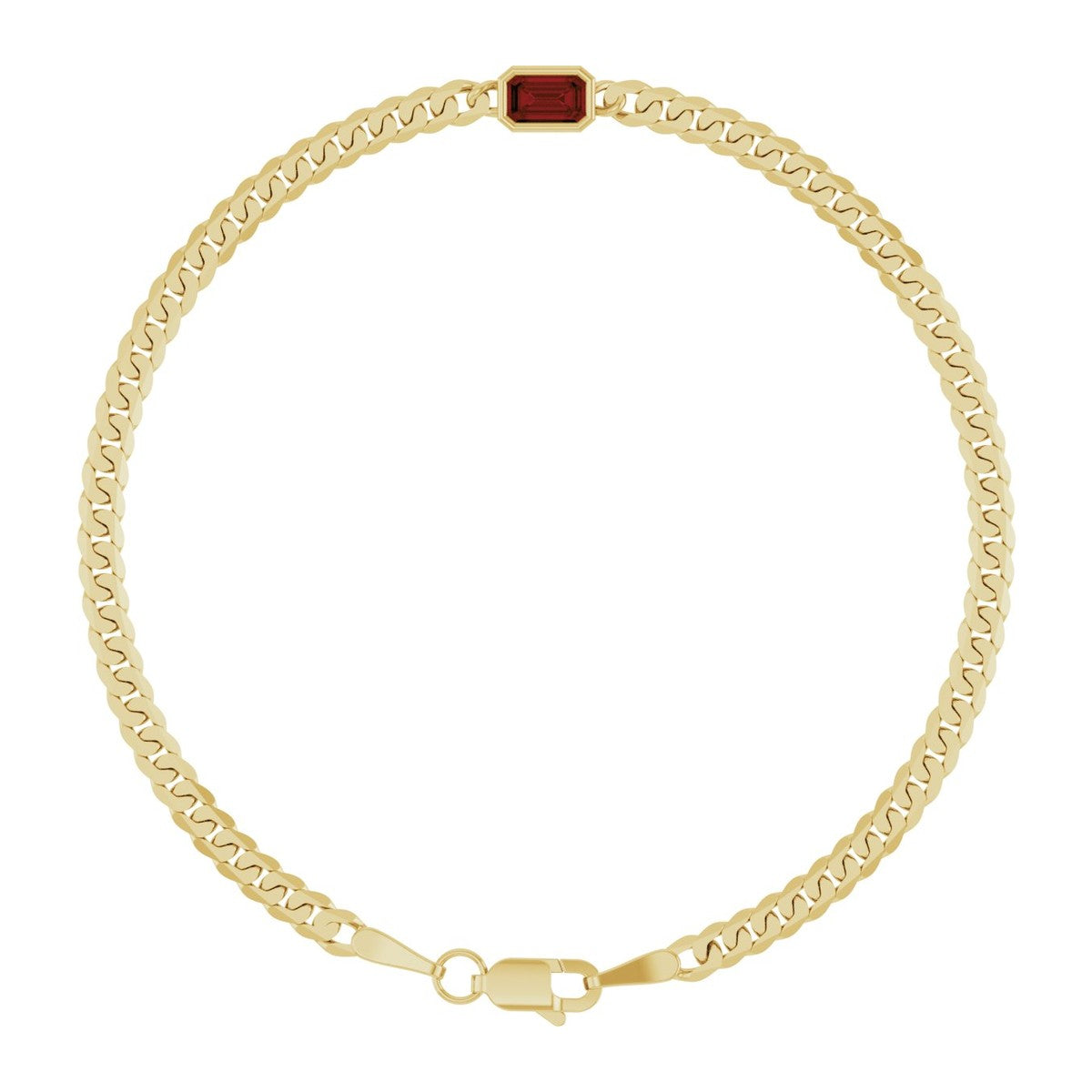 Bezel-Set Solitaire Curb Link Bracelet