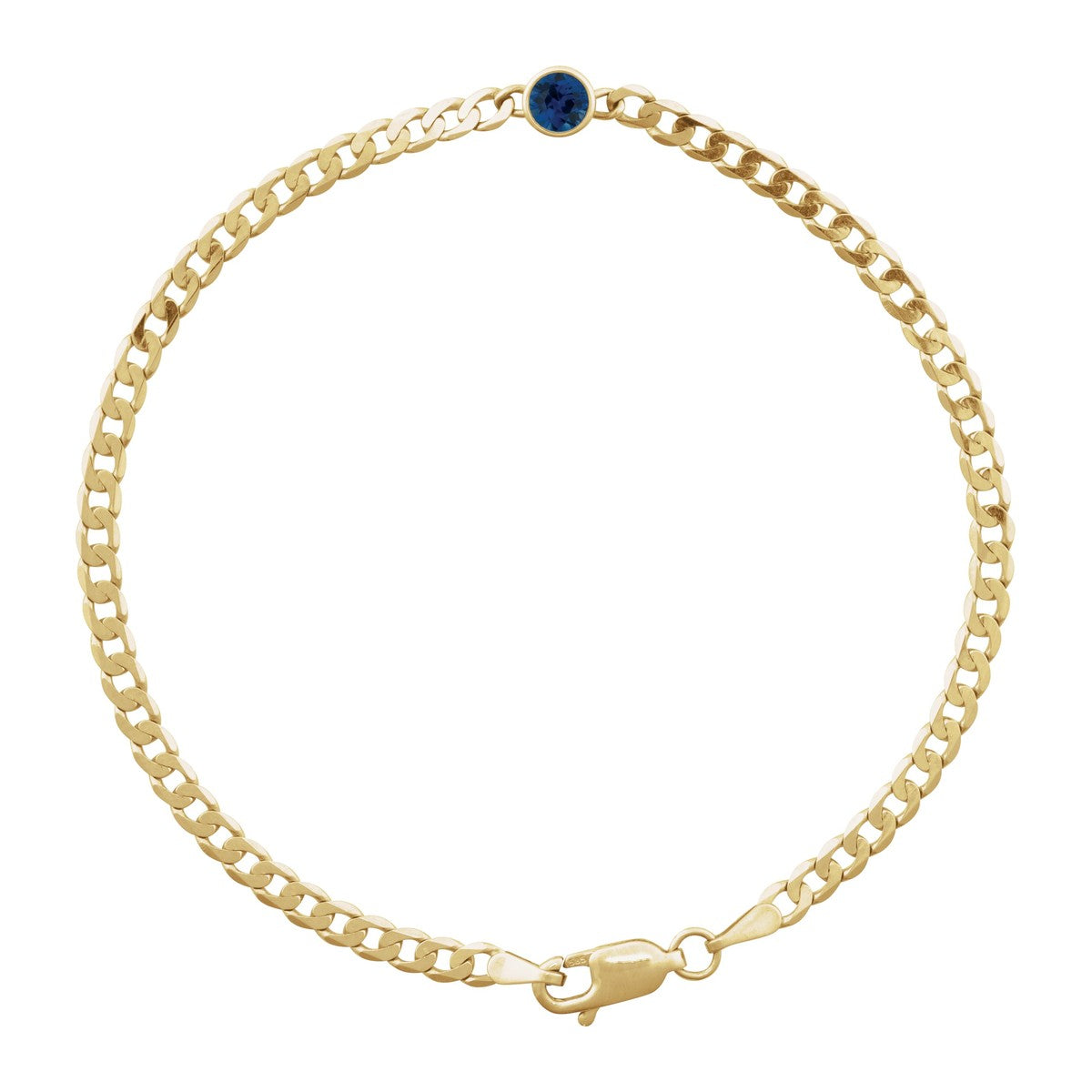 Bezel-Set Solitaire Curb Link Bracelet