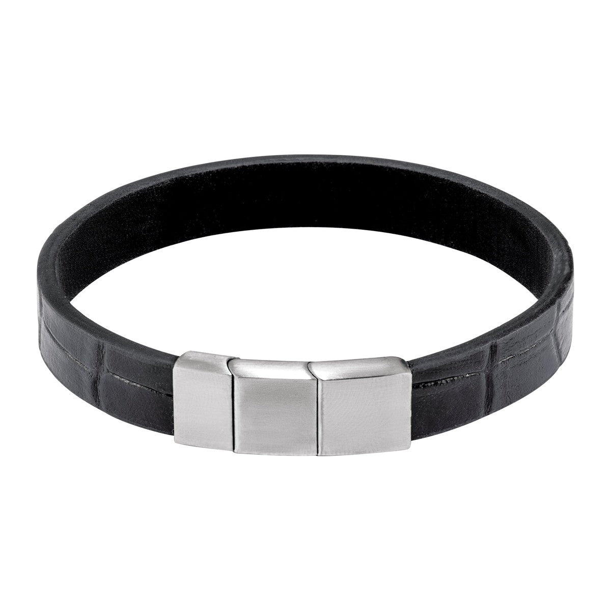 11 mm Leather Bracelet with Stainless Steel Clasp