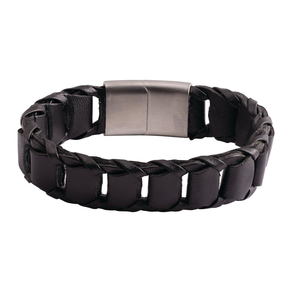 17 mm Leather Bracelet with Stainless Steel Clasp
