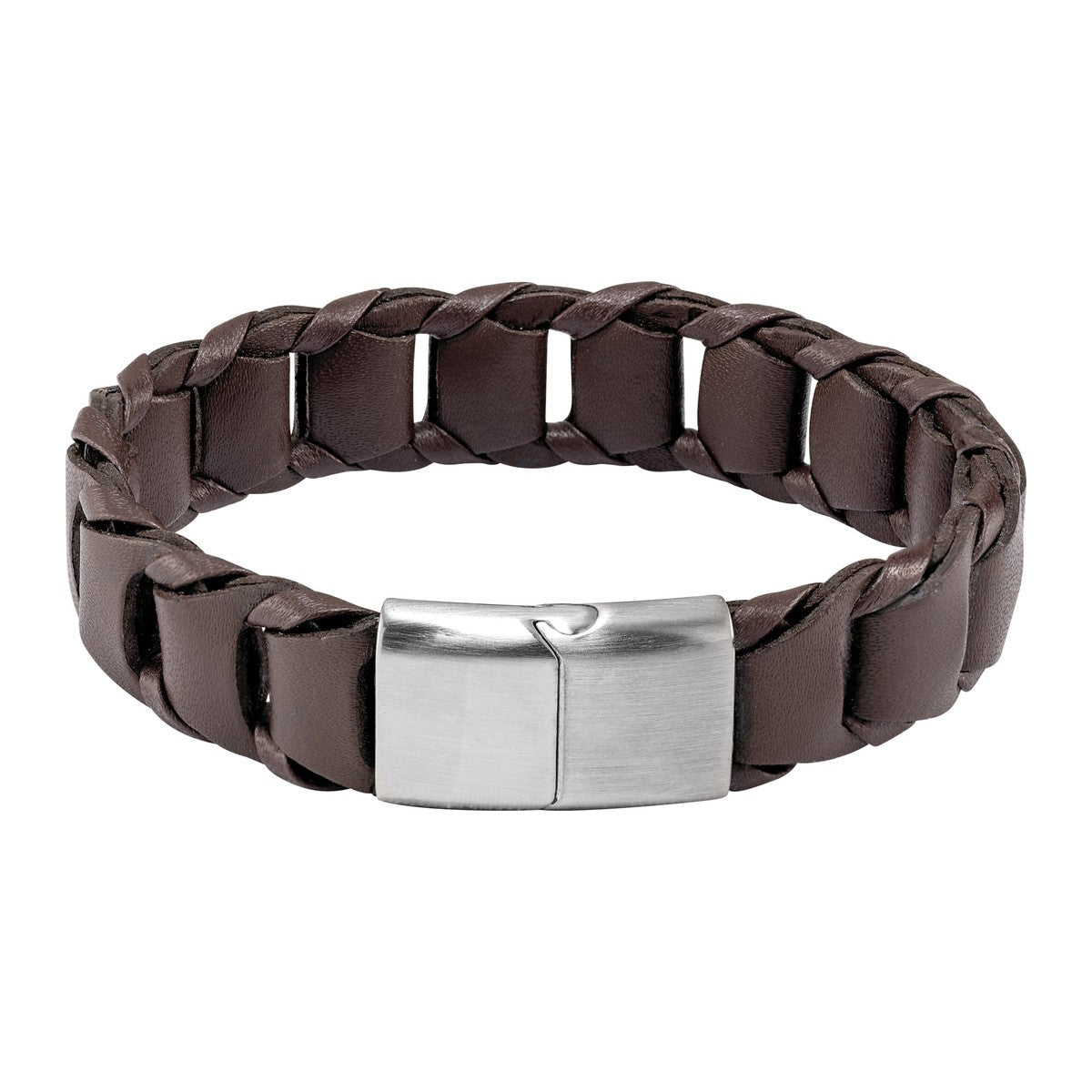 17 mm Leather Bracelet with Stainless Steel Clasp