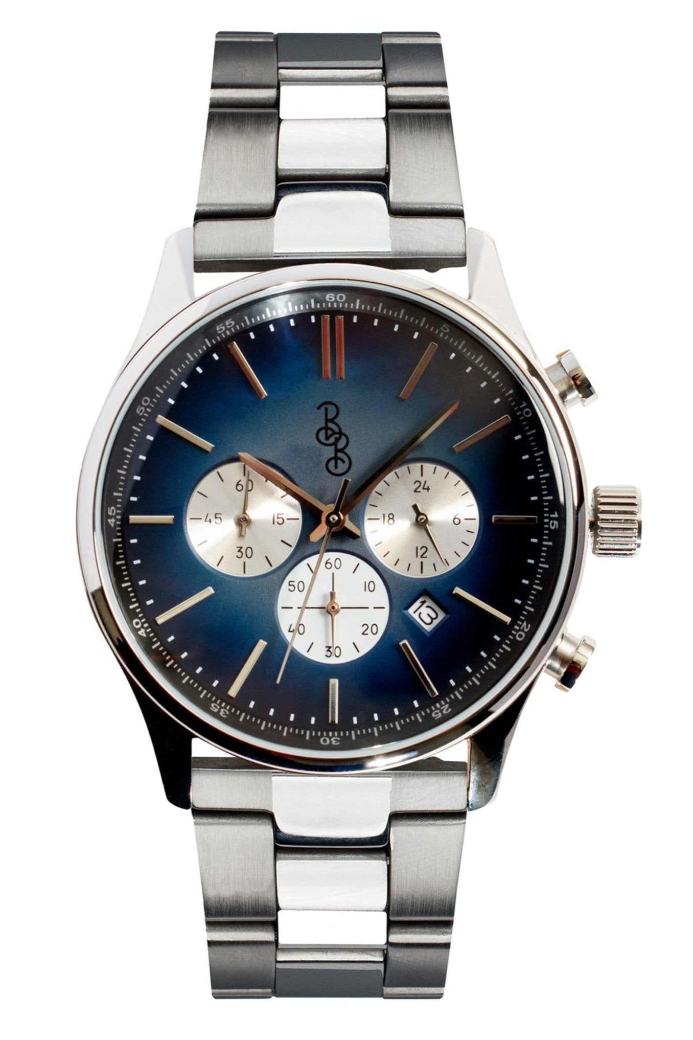 Blue Retro Chronograph - close-up detail view