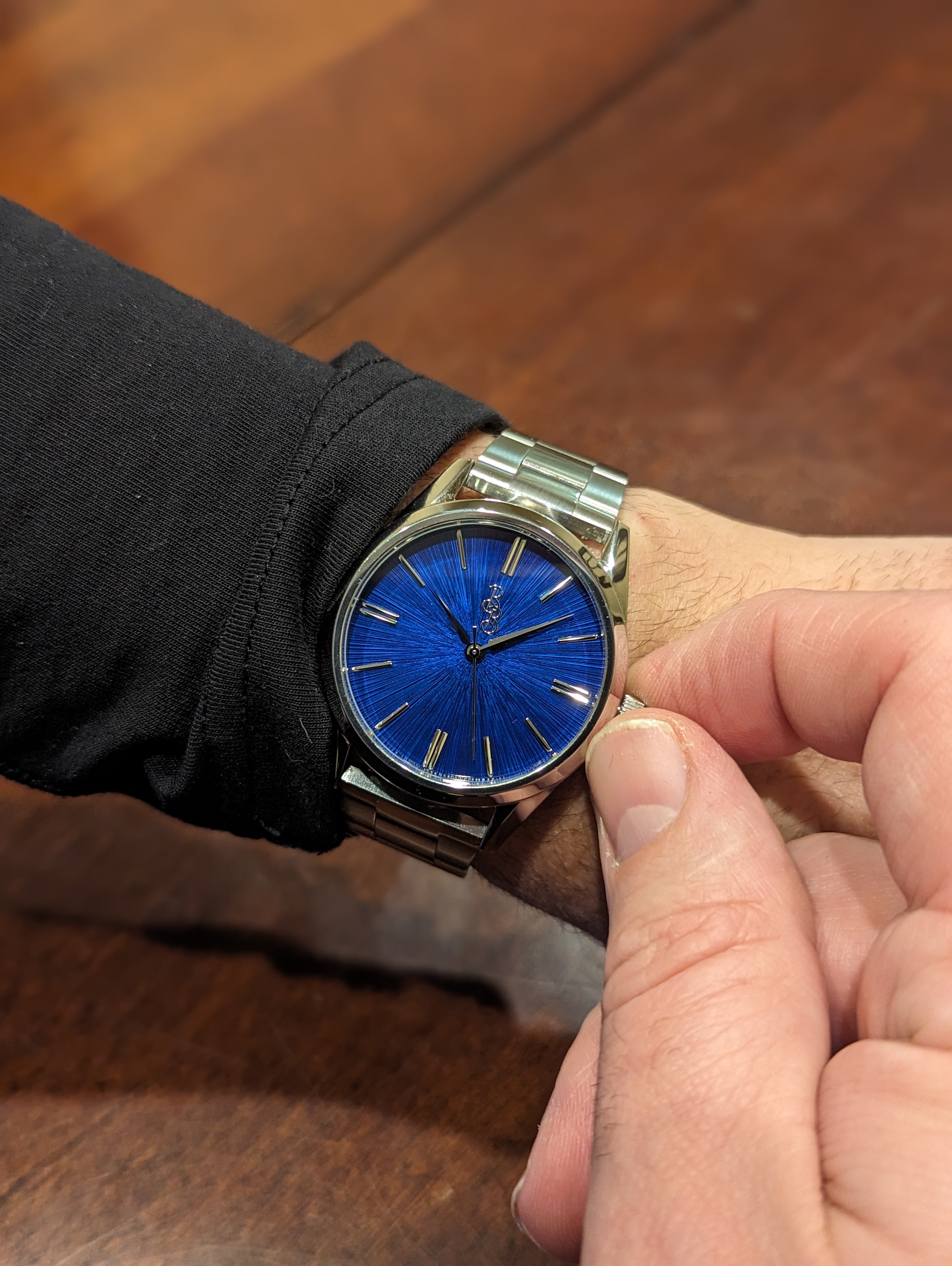 Blue Sunburst Watch - lifestyle view