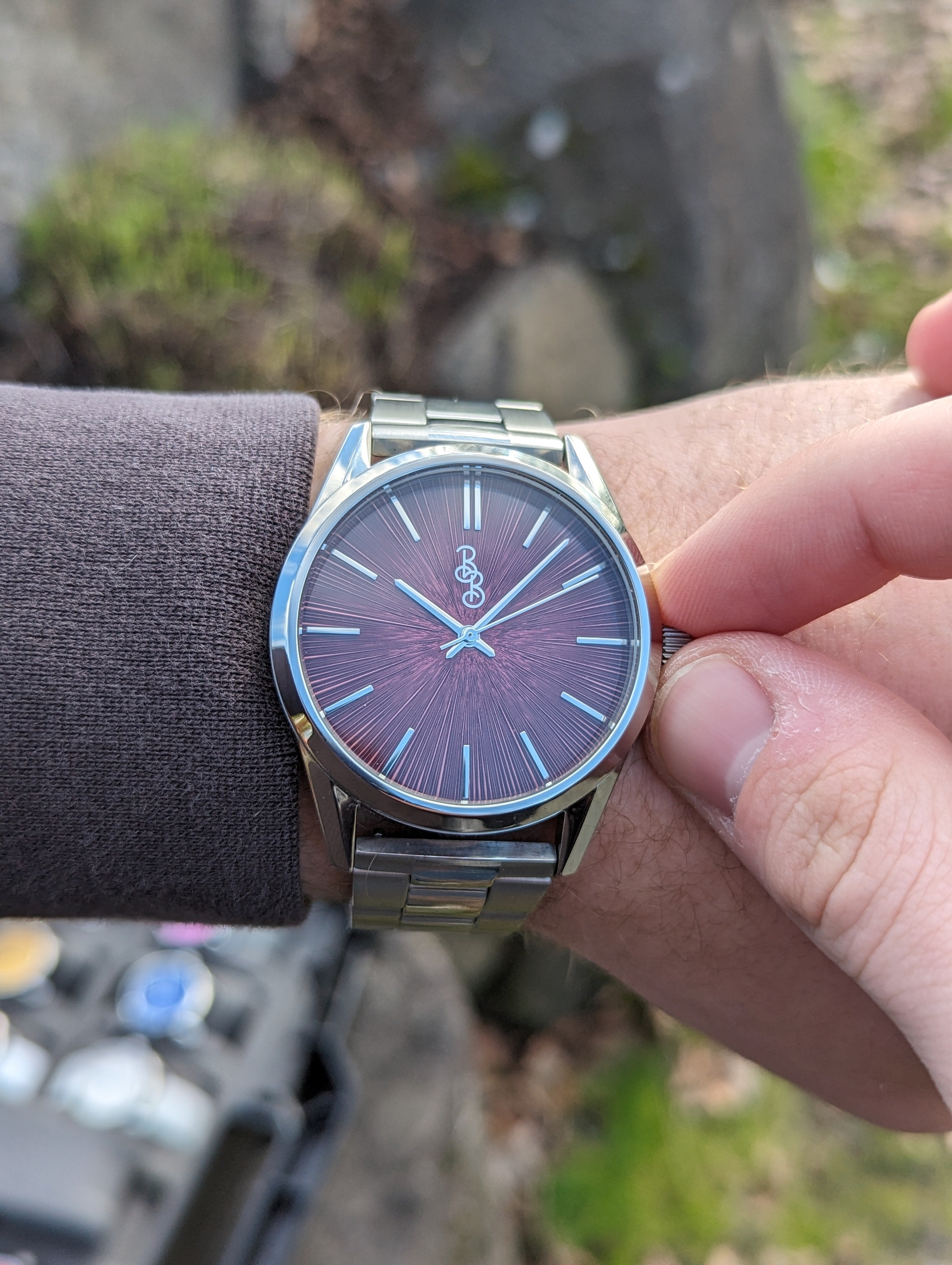 Burgundy Sunburst Watch - image 9
