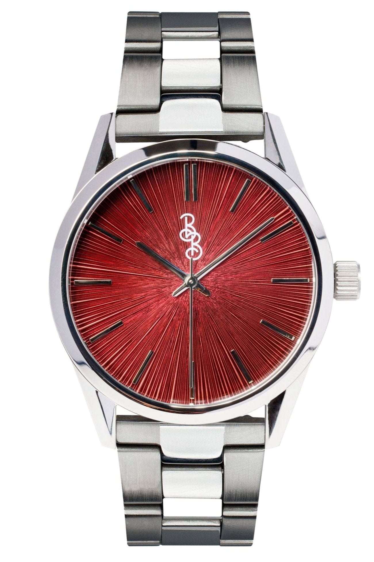 Burgundy Sunburst Watch - alternate angle