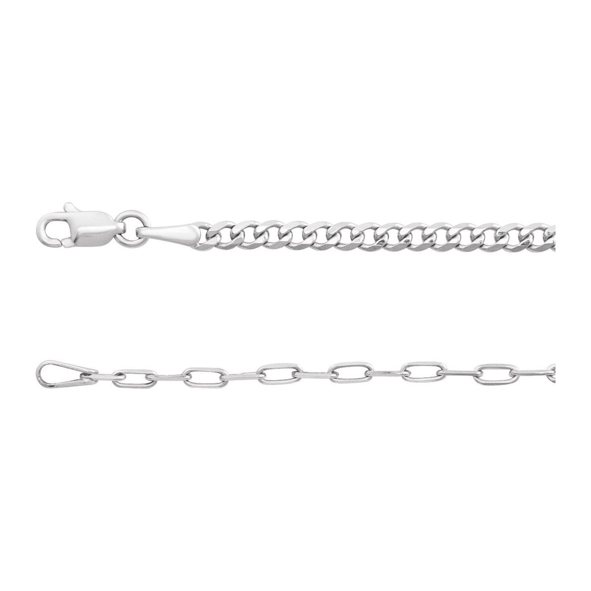 2.7 mm Curb and Paperclip Chain