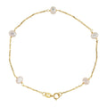 14K Gold Freshwater Pearl Station Bracelet