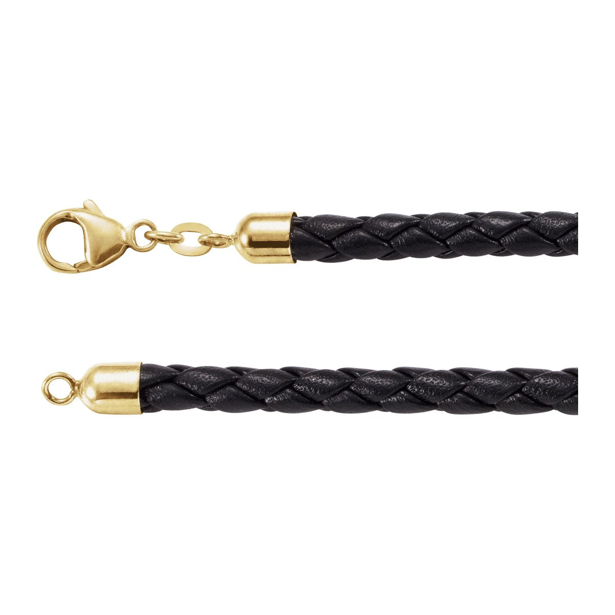 5 mm Black Braided Leather Cord Necklace