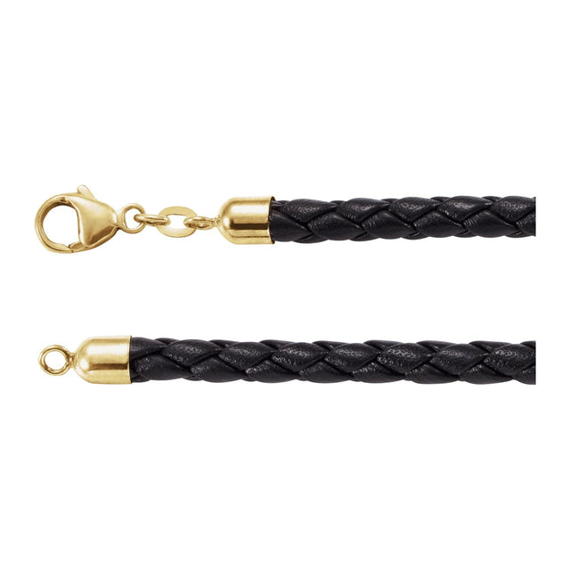 5 mm Black Braided Leather Cord Necklace