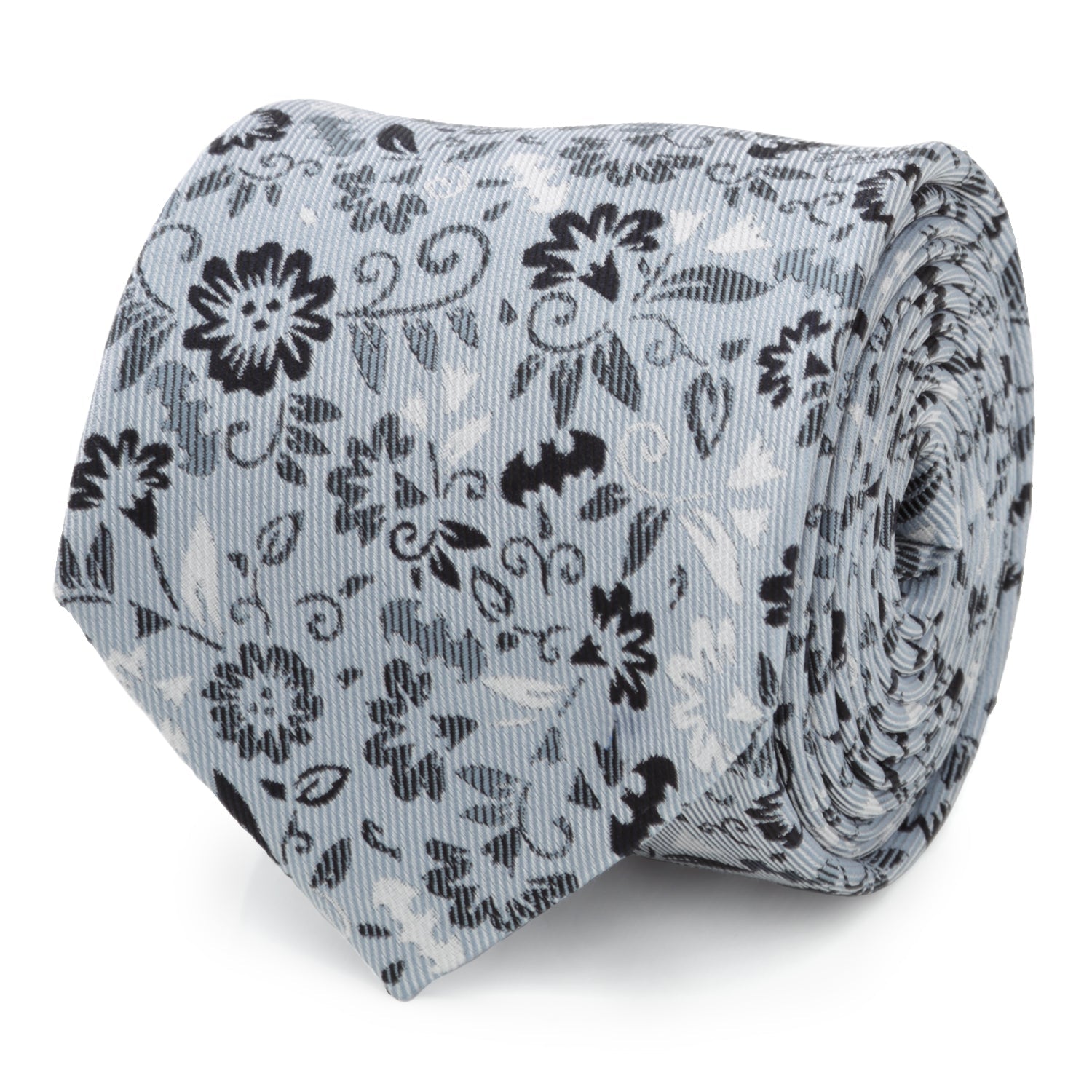 DC Batman Patterned Floral Blue Men's Tie - Officially licensed DC Comics necktie available at XSREZ