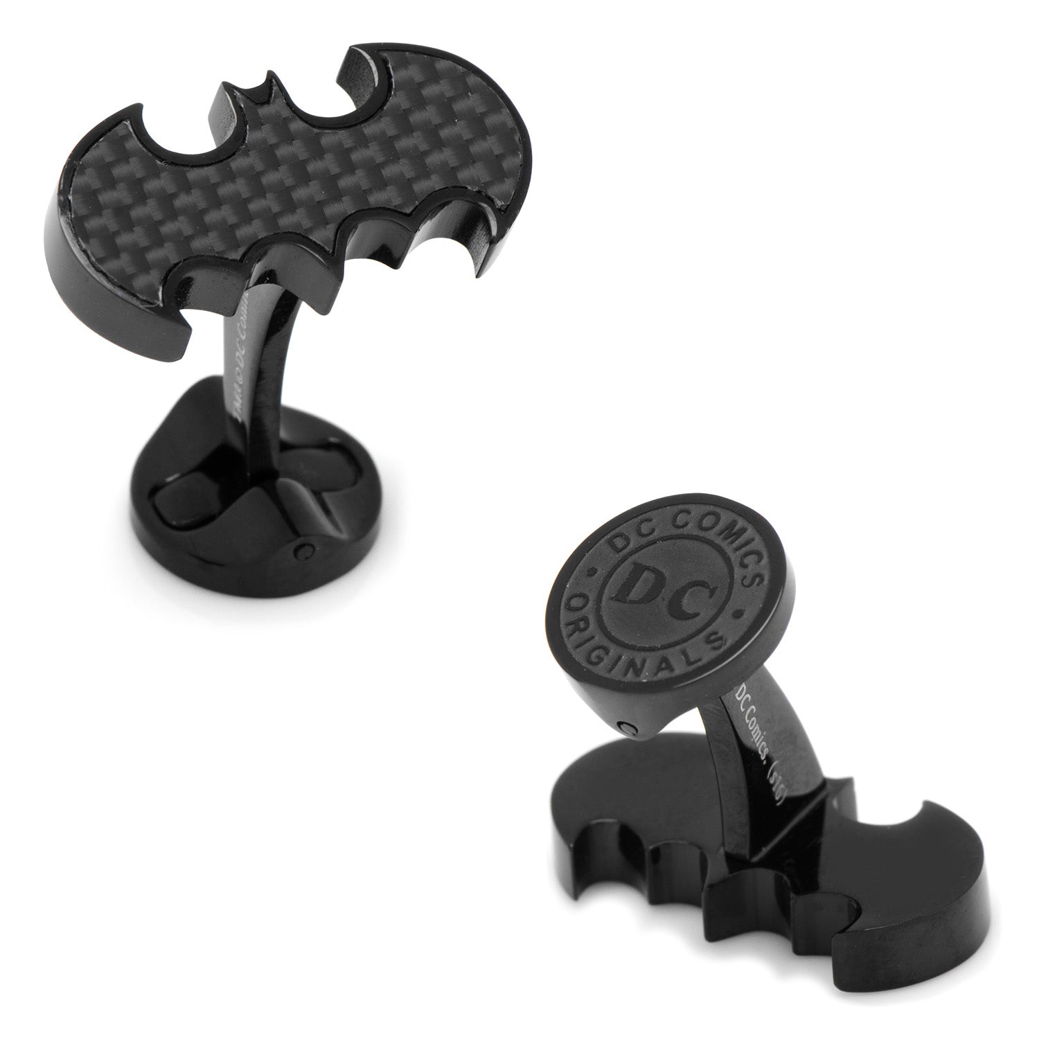 DC Batman Stainless Steel Carbon Fiber Cufflinks - Officially licensed DC Comics cufflinks available at XSREZ