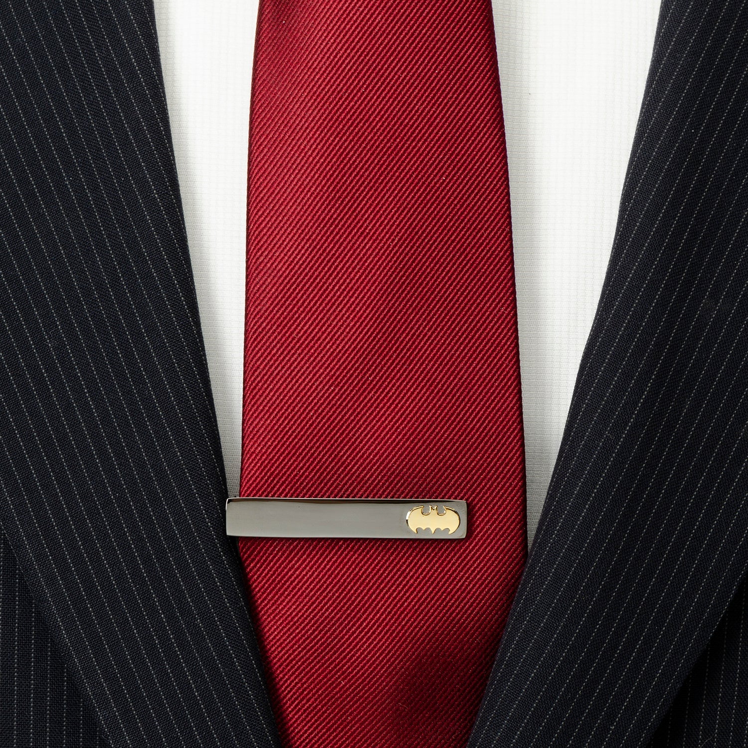 DC Batman Black and Gold Tie Clip - close-up detail view