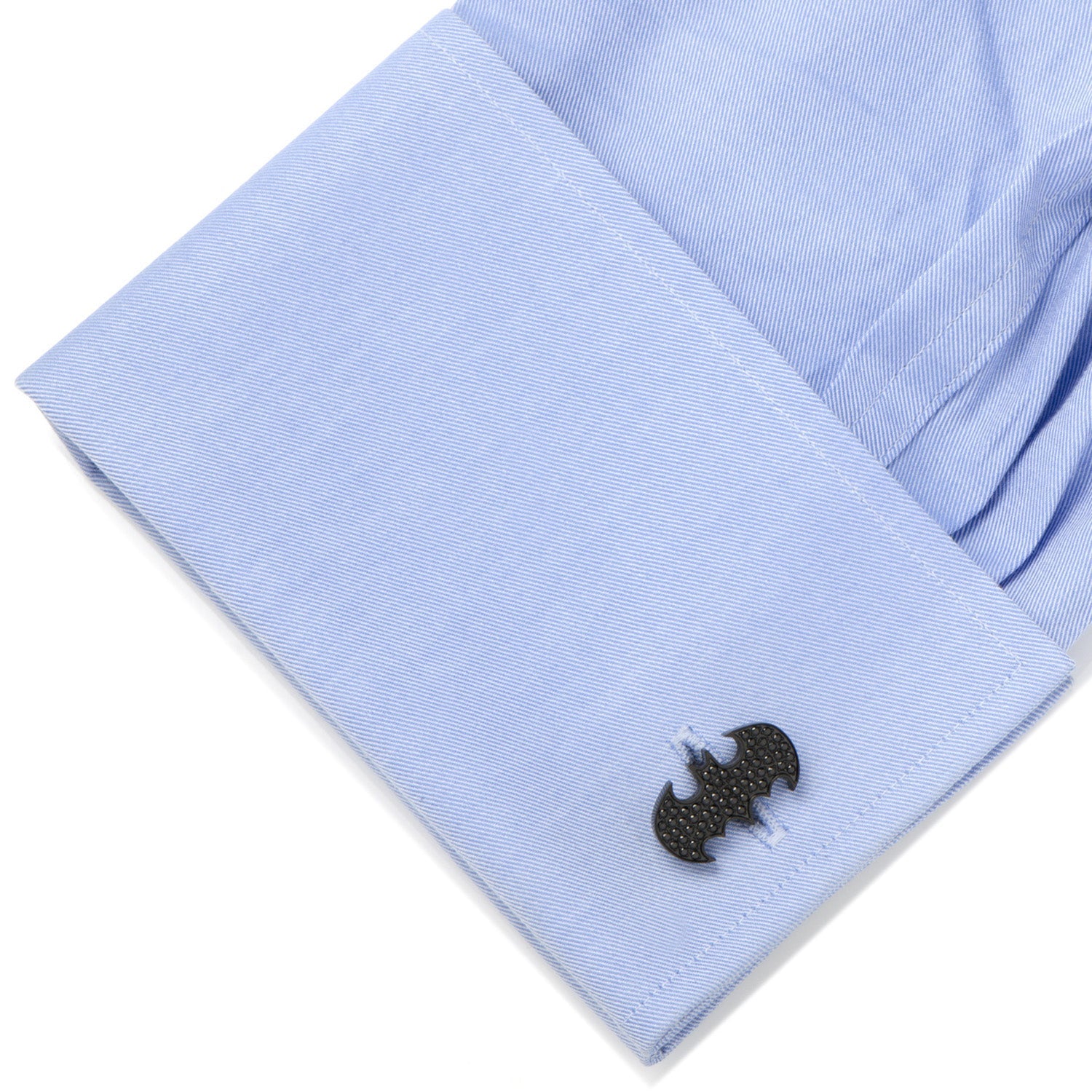 DC Batman Stainless Steel Black Pave Crystal Cufflinks - alternate angle