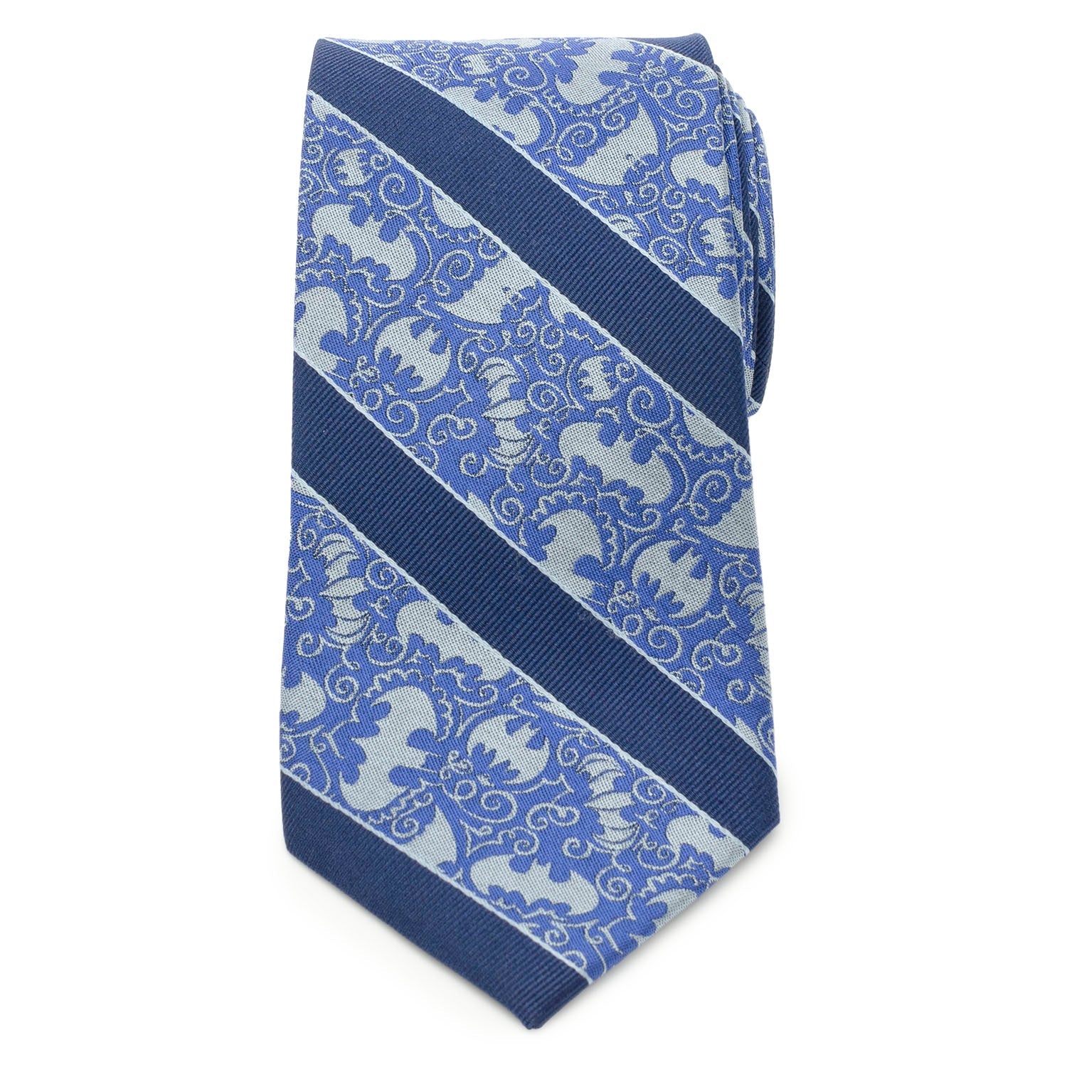 DC Batman Stripe Multi Emblem Blue Men's Tie - alternate angle