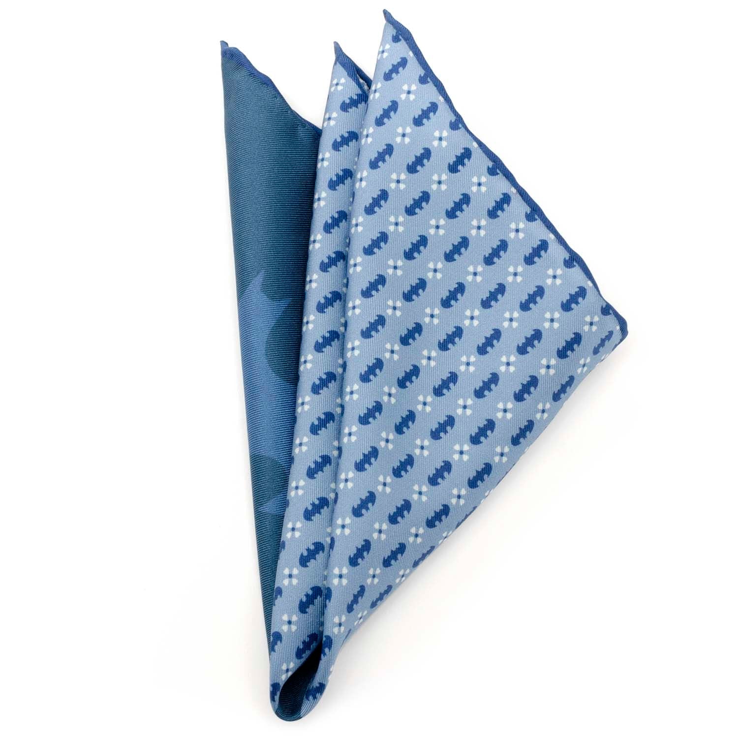 DC Batman Multi Motif Blue Pocket Square - close-up detail view
