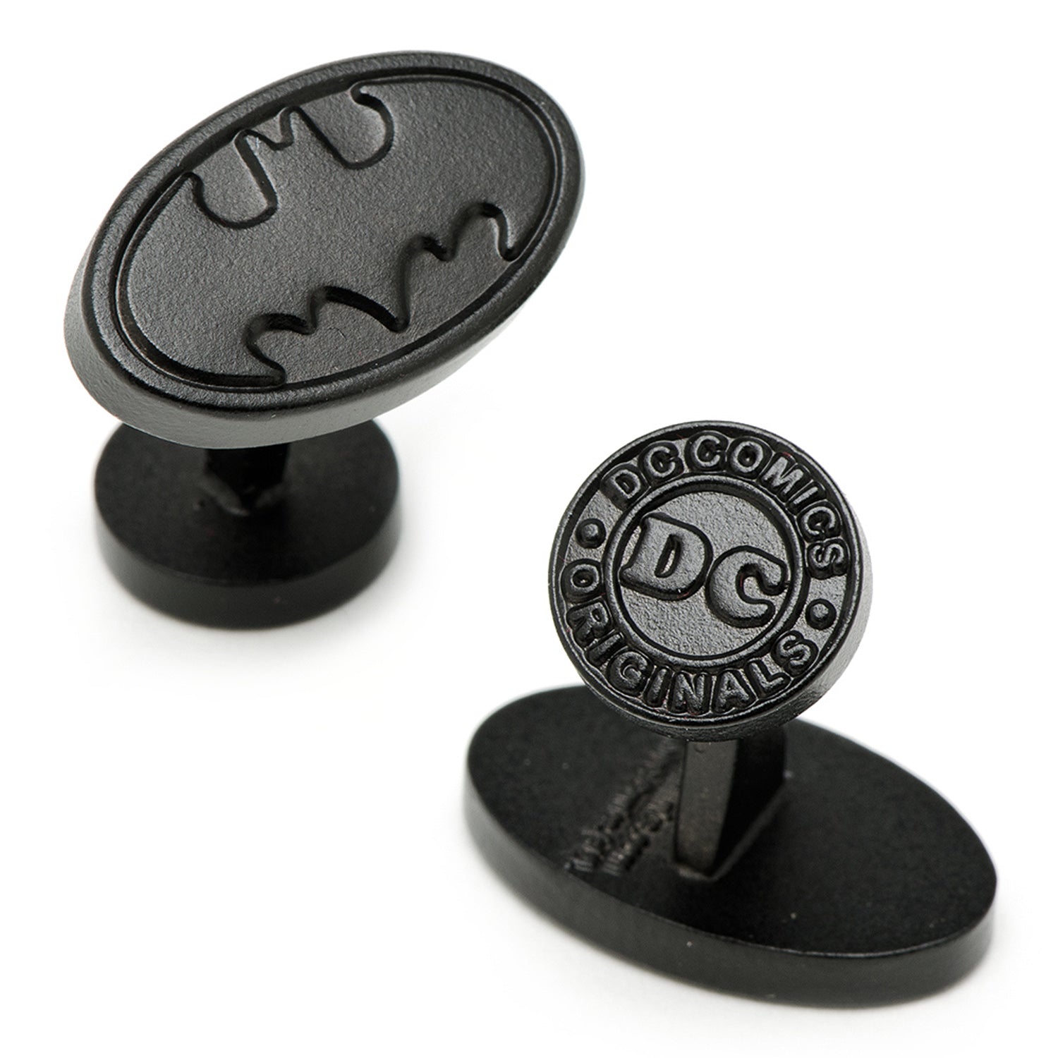 DC Batman Logo Satin Black Cufflinks - Officially licensed DC Comics cufflinks available at XSREZ