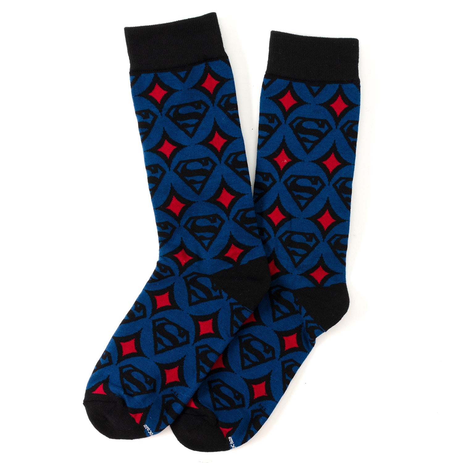 DC Superman Circle Motif Blue Men's Socks - close-up detail view