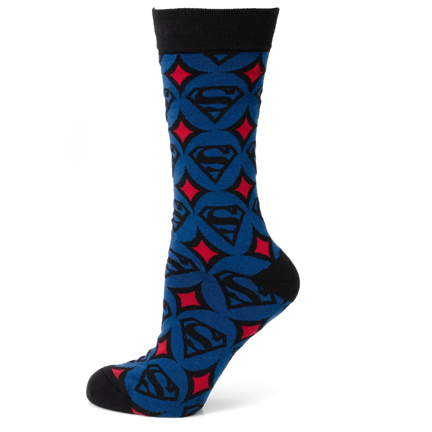 DC Superman Circle Motif Blue Men's Socks - Officially licensed DC Comics socks available at XSREZ
