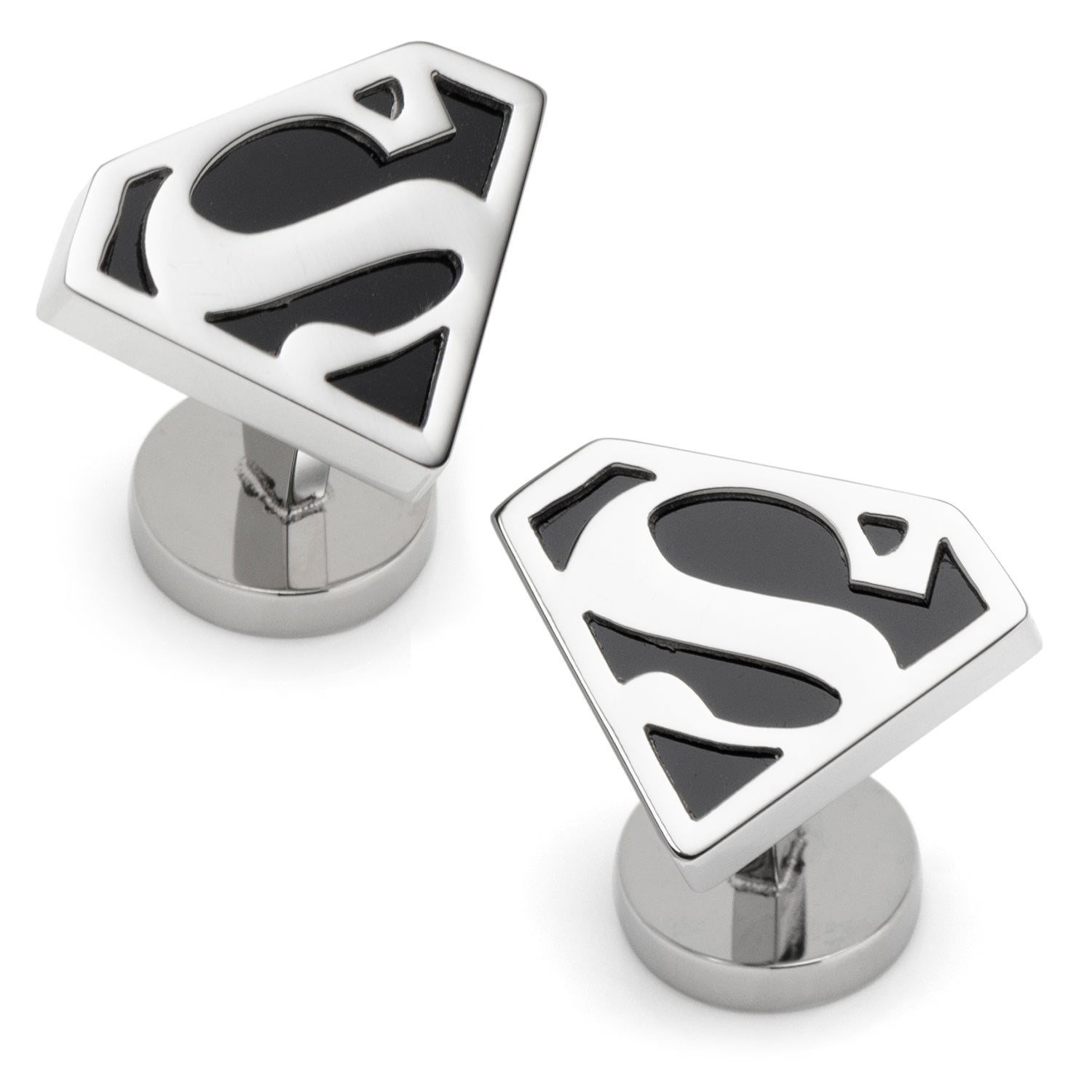 DC Superman Black Onyx Stainless Steel Cufflinks - Officially licensed DC Comics cufflinks available at XSREZ