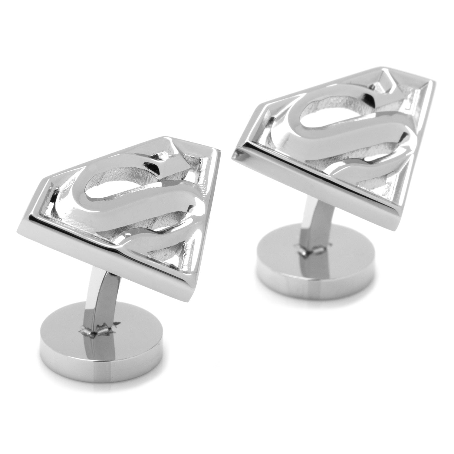 DC Superman Stainless Steel Cufflinks - close-up detail view
