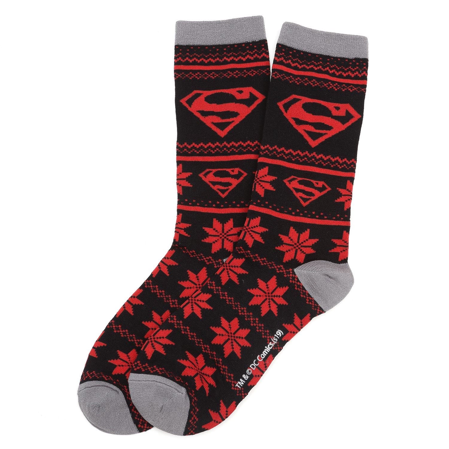 DC Superman Fair Isle Socks - close-up detail view