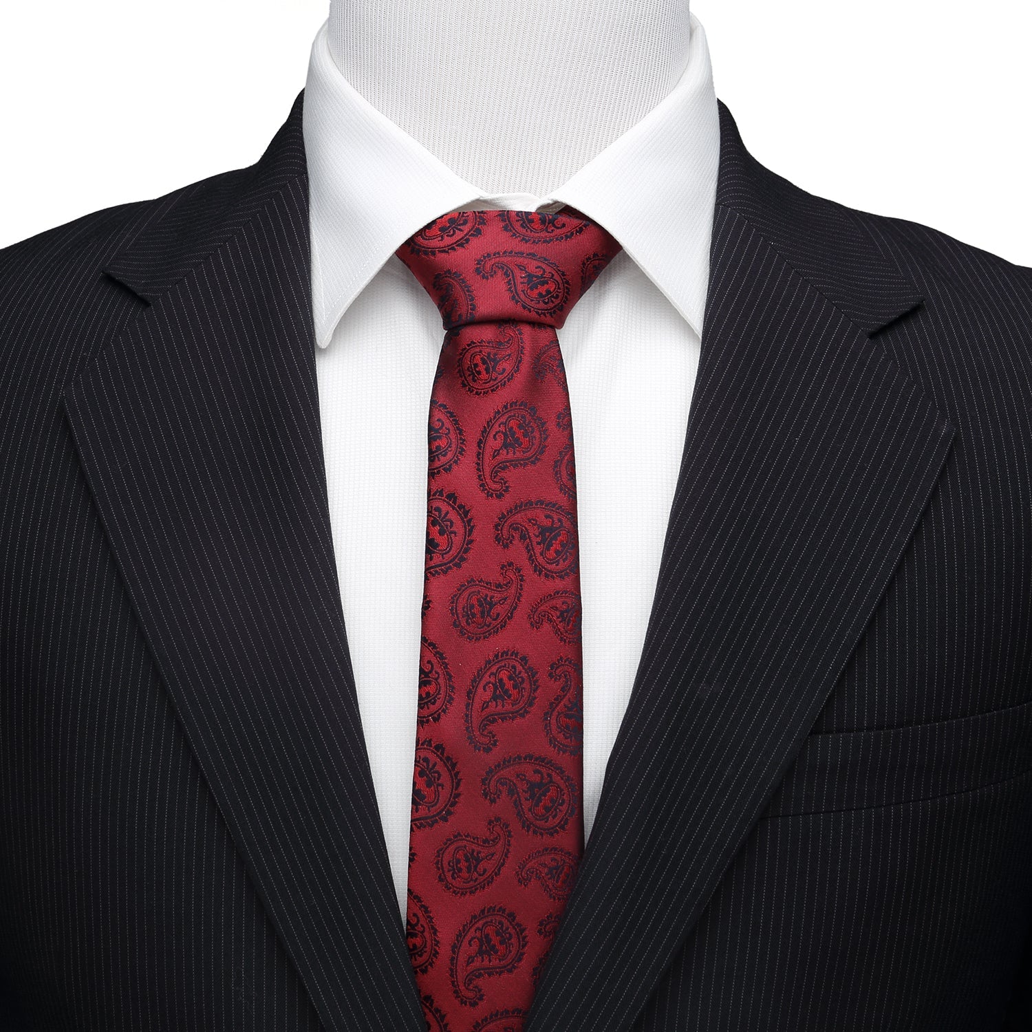 DC Batman Red Paisley Tie - close-up detail view