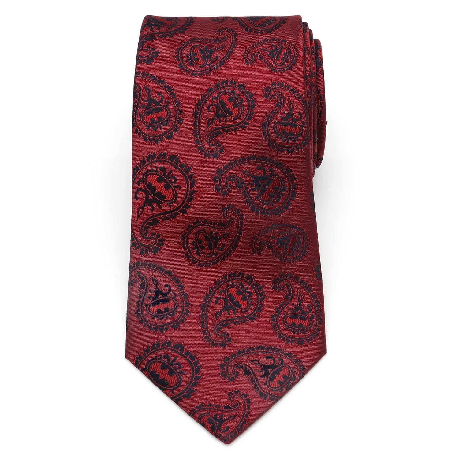 DC Batman Red Paisley Tie - alternate angle