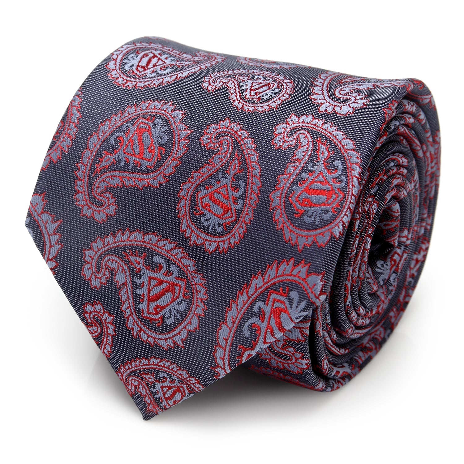 DC Superman Red and Blue Paisley Tie - Officially licensed DC Comics necktie available at XSREZ