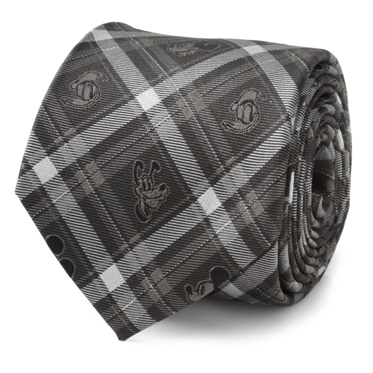 Disney Mickey and Friends Charcoal Plaid Men's Tie