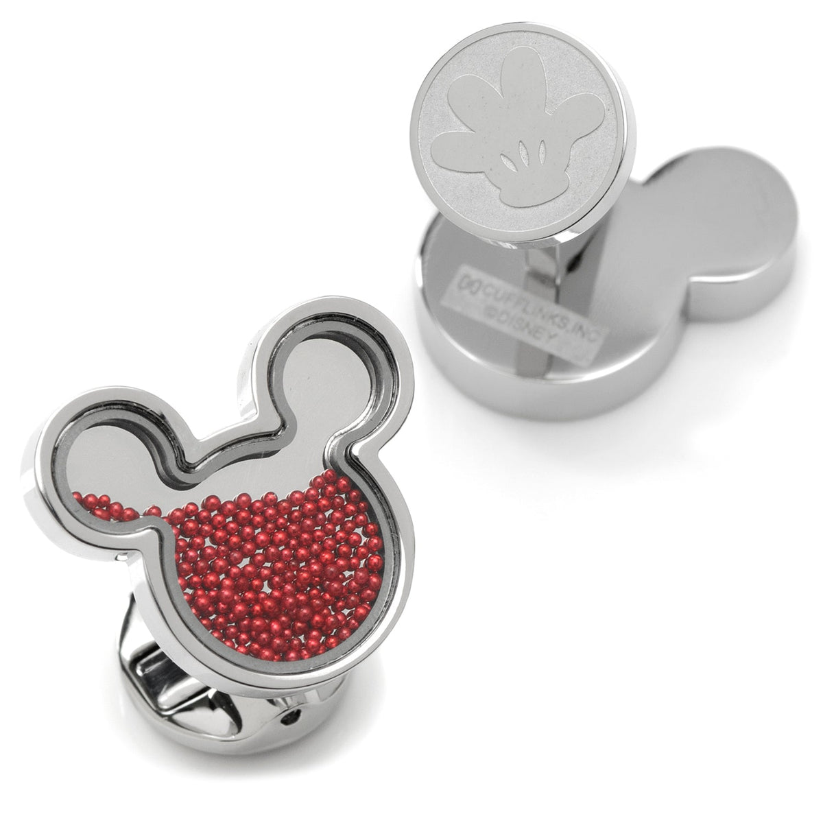 Disney Mickey Mouse Silhouette Red Caviar Bead Cufflinks