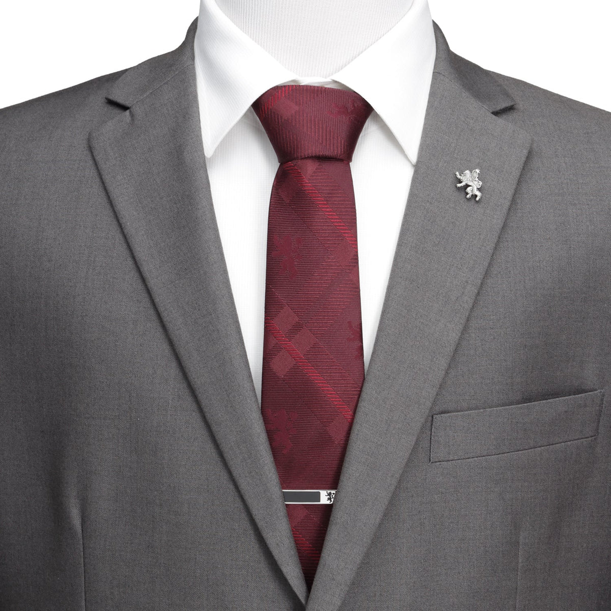 Game of Thrones Lannister Lion Red Plaid Silk Men's Tie
