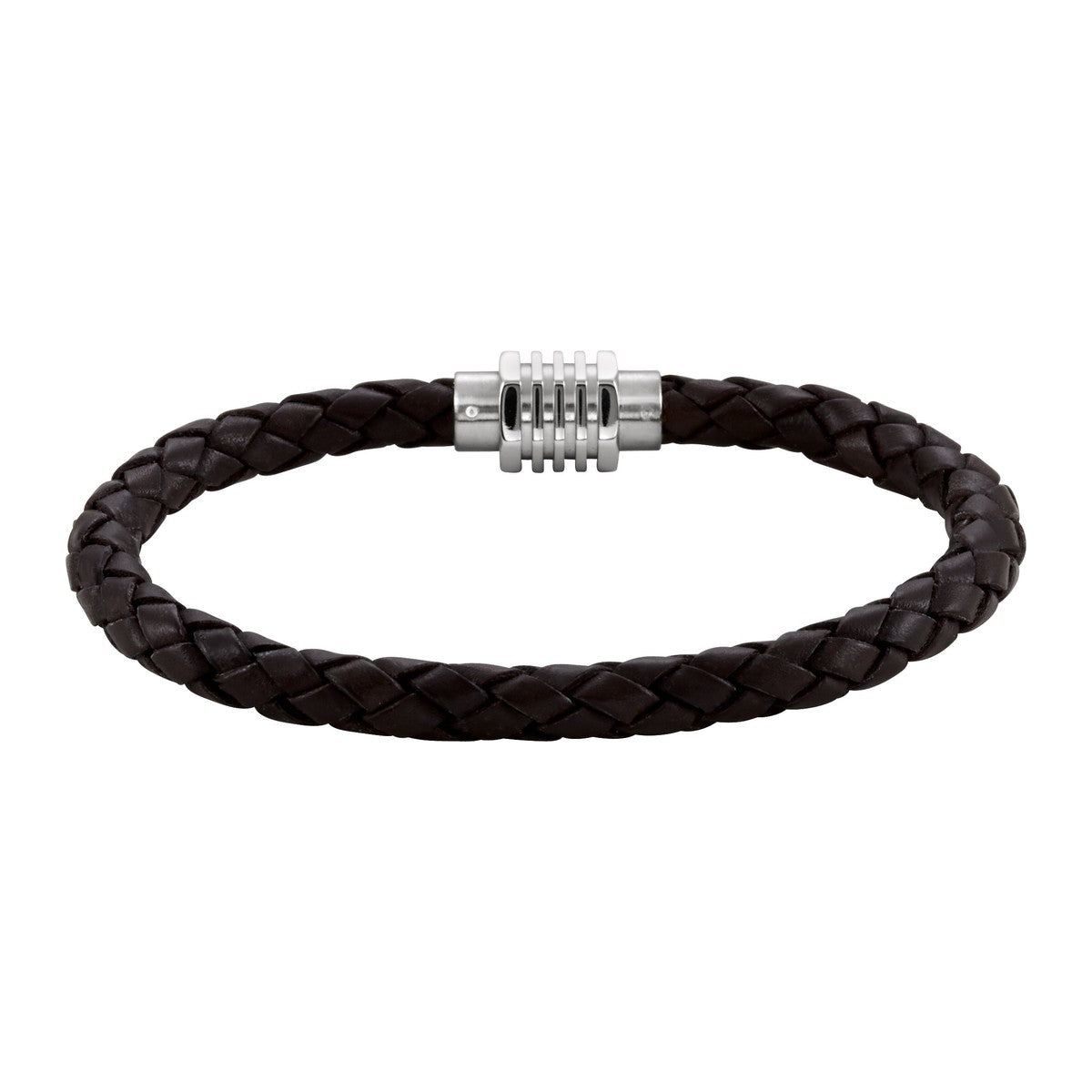 Braided Leather Bracelet with Stainless Steel Clasp